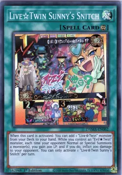 Live Twin Sunny's Snitch DAMA-EN062 Super Rare Near Mint 1st Edition Yugioh Holo - Image 1