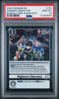 Bandai Card Games Fest Digimon TCG Digimon LIberator P-151 P PSA 10 POP 8 - Image 1