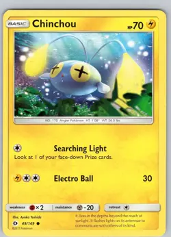 Pokemon TCG Chinchou Sun & Moon Base Set 49/149 Regular Common Card LP-NM - Image 1