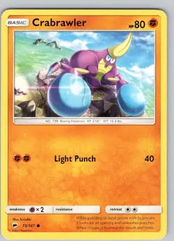 Pokemon TCG Crabrawler S&M Burning Shadows 73/147 Regular Common Card LP-NM - Image 1