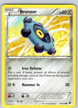 Pokemon TCG Bronzor XY Fates Collide 60/124 Regular Common Card Played LP - Image 1
