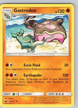 Pokemon TCG Gastrodon S&M Crimson Invasion 54/111 Regular Uncommon Card LP-NM - Image 1