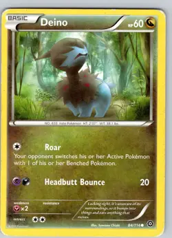 Pokemon TCG Deino XY Steam Siege 84/114 Regular Common Card Played MP-LP - Image 1
