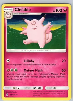 Pokemon TCG Clefable S&M Guardians Rising 89/145 Regular Uncommon Card LP-NM - Image 1