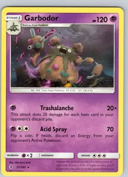 Pokemon TCG Garbodor S&M Guardians Rising 51/145 Regular Non-Holo Rare Card LP - Image 1