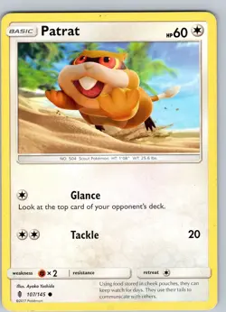 Pokemon TCG Patrat S&M Guardians Rising 107/145 Regular Common Card Played LP - Image 1