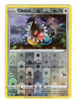 Pokemon TCG Chatot SWSH Crown Zenith 112/159 Reverse Holo Common Card NM - Image 1