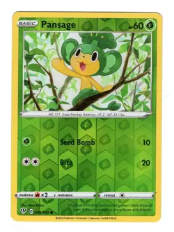 Pokemon TCG Pansage SWSH Darkness Ablaze 006/189 Reverse Holo Common Card NM - Image 1
