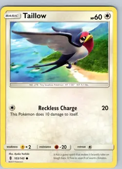 Pokemon TCG Taillow S&M Guardians Rising 103/145 Regular Common Card NM - Image 1