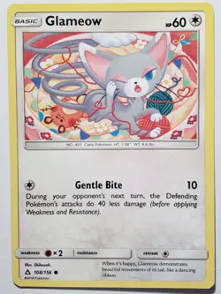 Glameow 108/156 LP / VLP - Ultra Prism Sun Moon Pokemon Card - Shibuzoh Art - Image 1