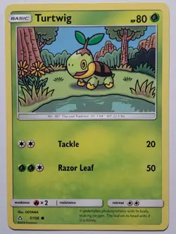 Turtwig 7/156 VLP - Ultra Prism Sun Moon Pokemon Card - OOYAMA Art - Image 1