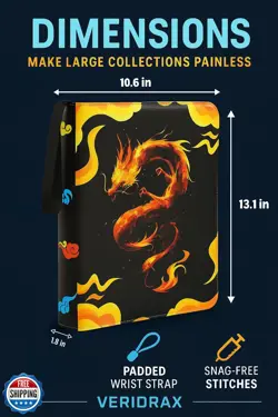 VERIDRAX Card Binder - 9 Pocket Trading Card Binder - 900 Card Zipper Album w - Image 3
