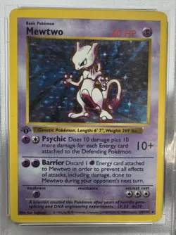 1999 Pokemon Game #10/102 Mewtwo-Holo 1st Edition PSA 4 VG-EX 101011742 - Image 3