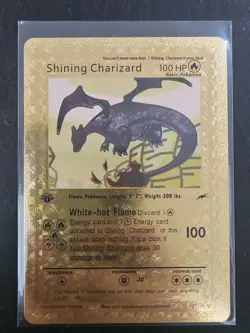 Pokemon Shining Charizard 1st Edition Gold Foil Fan Art 100HP 107/105 (Fan Art) - Image 1