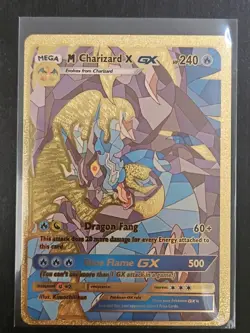 M Charizard GX Gold Foil Gold Fan Art Card HP240 (Fan Art) - Image 1