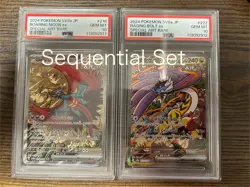 PSA10 sequential set Roaring Moon ex & Raging Bolt ex SAR Pokemon Card Japanese - Image 1