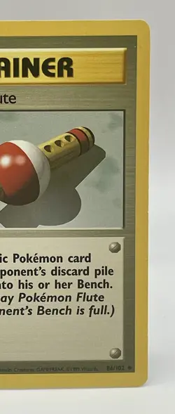 Flute Trainer 86/102 Base Set Non Holo Pokemon Card WOTC 1999 Vintage LP - Image 3