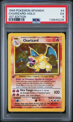 1999 POKEMON SPANISH 1ST ED #4 CHARIZARD-HOLO PSA 5 - Image 1