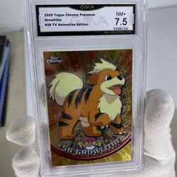 Growlithe 2000 Topps Chrome Pokemon T.V. Animation #58 NM+ 7.5 - Image 1