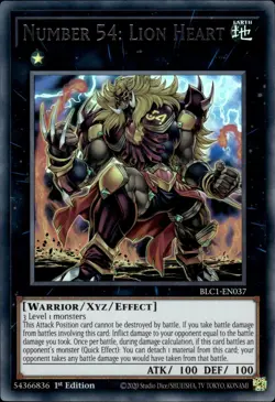 Number 54: Lion Heart - Silver Ultra Rare 1st Edition BLC1-EN037 - NM - YuGiOh - Image 1
