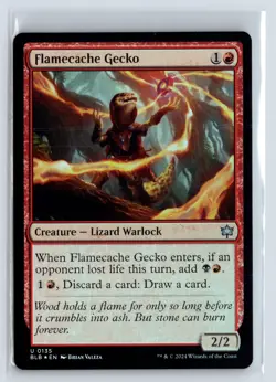 FOIL Flamecache Gecko Bloomburrow Uncommon - MTG Magic the Gathering Card - Image 1