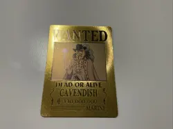 One Piece Wanted Poster Gold Fan Art Card Collectible - Cavendish - Image 1