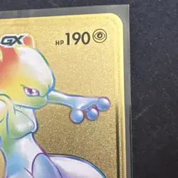 Pokemon Mewtwo GX HP190 Rainbow Gold Metal Card - Image 3
