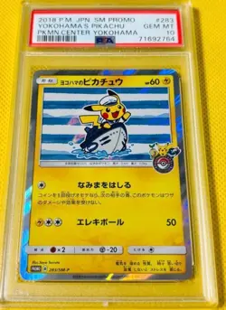 PSA 10 Gem Mint Yokohama’s Pikachu Promo SM-P 283/SM‑P Pokémon Center Card - Image 1