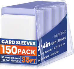 150 Packs Card Sleeves Top loaders 50 Hard + 100 Soft Sleeves, Clear - Image 1