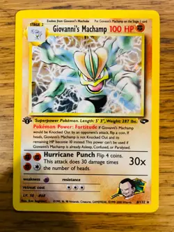 1st Edition Giovanni's Machamp (8/132) Holo Gym Challenge Pokemon Card! - Image 1