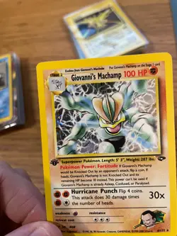 1st Edition Giovanni's Machamp (8/132) Holo Gym Challenge Pokemon Card! - Image 3
