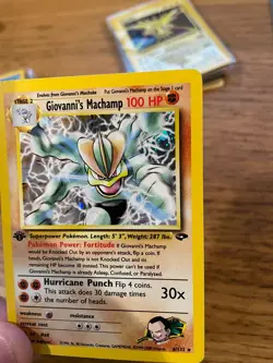 1st Edition Giovanni's Machamp (8/132) Holo Gym Challenge Pokemon Card! - Image 4