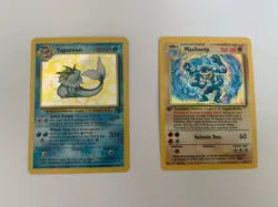 Machamp and Vaporeon Shiny Holo Rare First 1st Edition Pokemon Cards - Image 1