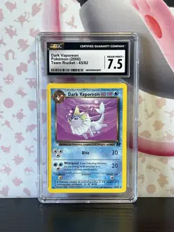 Pokemon CGC 7.5 Dark Vaporeon 45/82 Team Rocket Regular Non Holo Rare 2000 - Image 1