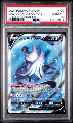 2021 POKEMON SWORD & SHIELD CHILLING REIGN FULL ART/GALARIAN ARTICUNO V PSA 10 - Image 1