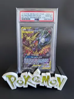 PSA 10 Moltres Zapdos Articuno GX SM210 Hidden Fates Tag Team Promo Pokemon 2019 - Image 1