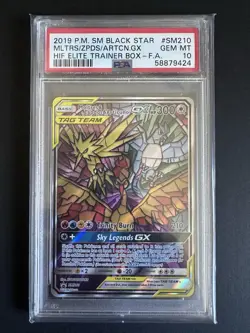 PSA 10 Moltres Zapdos Articuno GX SM210 Hidden Fates Tag Team Promo Pokemon 2019 - Image 2