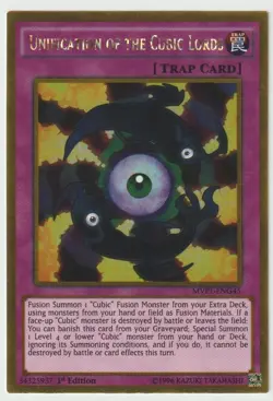 YuGiOh Unification of the Cubic Lords MVP1-ENG45 Gold Rare 1st Edition NM - Image 1