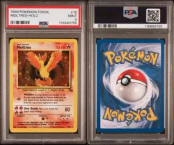 1999 Pokemon Moltres Holo Rare Card #12/62 PSA Mint 9 Fossil Set TCG - Image 3