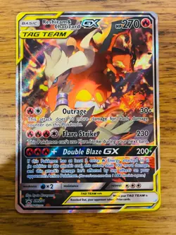 NM! Reshiram & Charizard GX SM201 Sun & Moon Tag Team Alt Art Promo Pokemon Card - Image 1