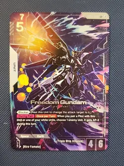 Gundam Card Game Newtype Rising Freedom Gundam ZGMF-X10A GD01-065 LR+ Foil Holo - Image 1