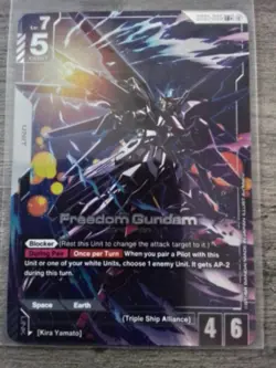 Gundam Card Game Newtype Rising Freedom Gundam ZGMF-X10A GD01-065 LR+ Foil Holo - Image 1