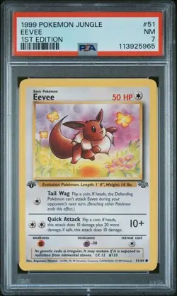 1999 POKEMON JUNGLE 1ST ED #51 EEVEE PSA 7 - Image 1