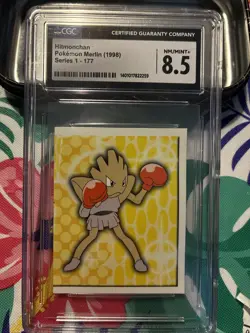 1998 Pokemon Merlin Topps Sticker #177 ~ Hitmonchan ~ CGC 8.5 NM/MINT - Image 1