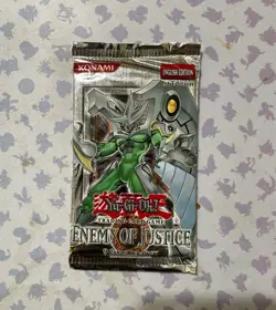 Yugioh 1st Edition Enemy Of Justice Booster Pack Factory Sealed! - Image 1