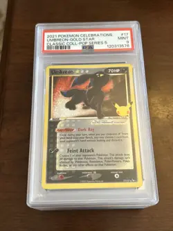PSA 9 MINT Umbreon Gold Star 17/17 Celebrations Holo Pokemon Card - Image 1