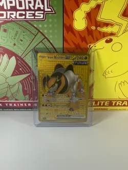 Pokemon TCG Iron Boulder EX 217/162 Temporal Forces 2024 Hyper Rare Gold Card - Image 1
