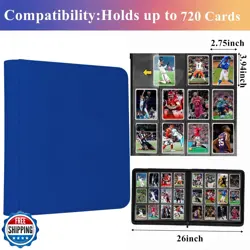 12 Pocket Card Binder, 720 Pockets PU Leather Zipper Trading Card Collection - Image 3