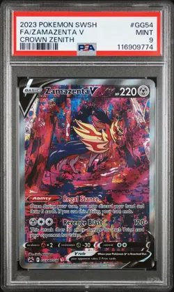 PSA 9 ZAMAZENTA V GG54/GG70 FULL ART CROWN ZENITH POKEMON 🍂 - Image 1