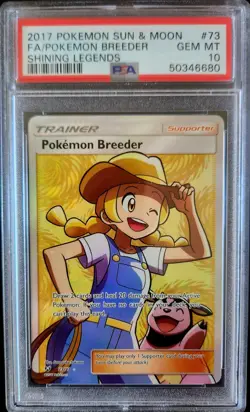 Pokemon Breeder Shining Legends 2017 Full Art Holo 73/73 PSA 10 Gem Mint - Image 1
